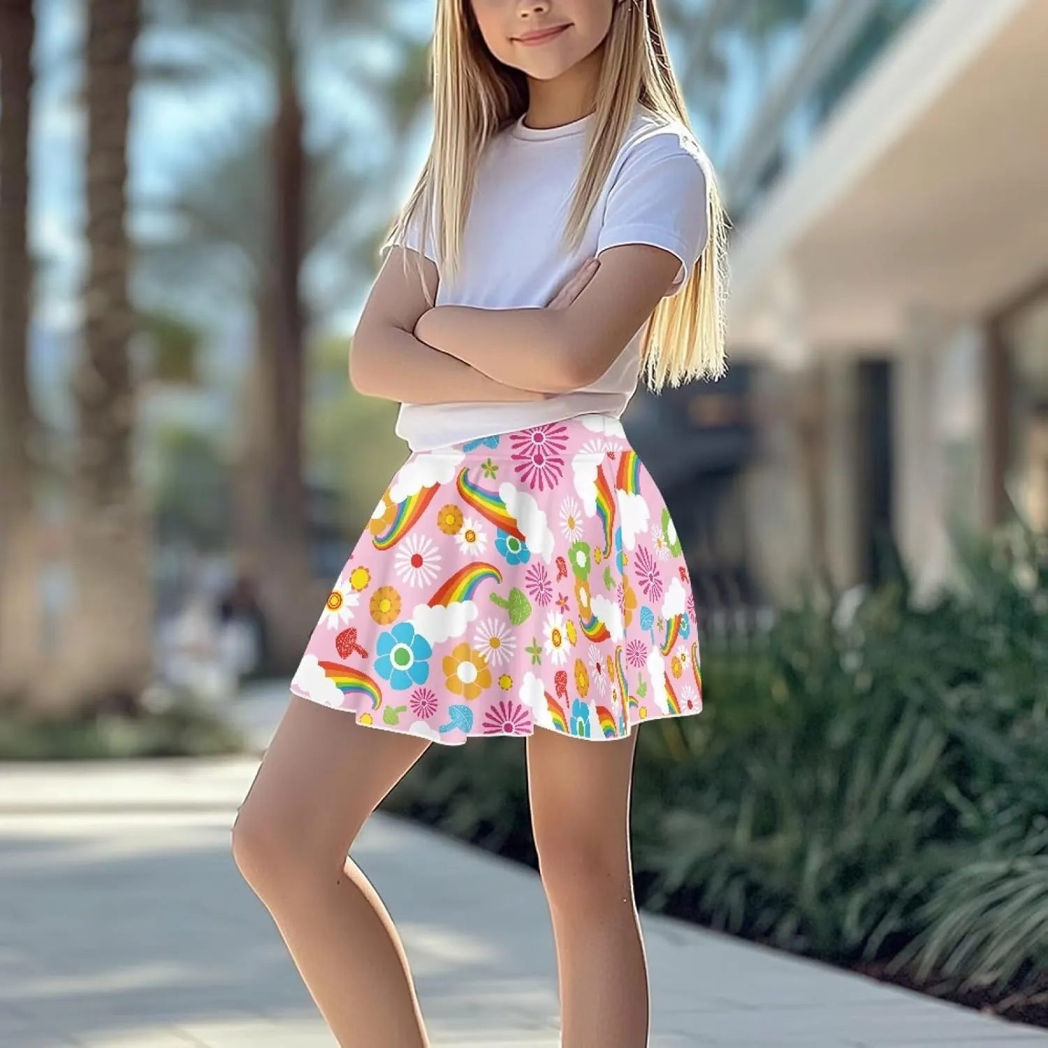 2-in-1 Tennis Skirts for Girls with Pockets Kids Built in Shorts Athletic Skorts Size 5-14