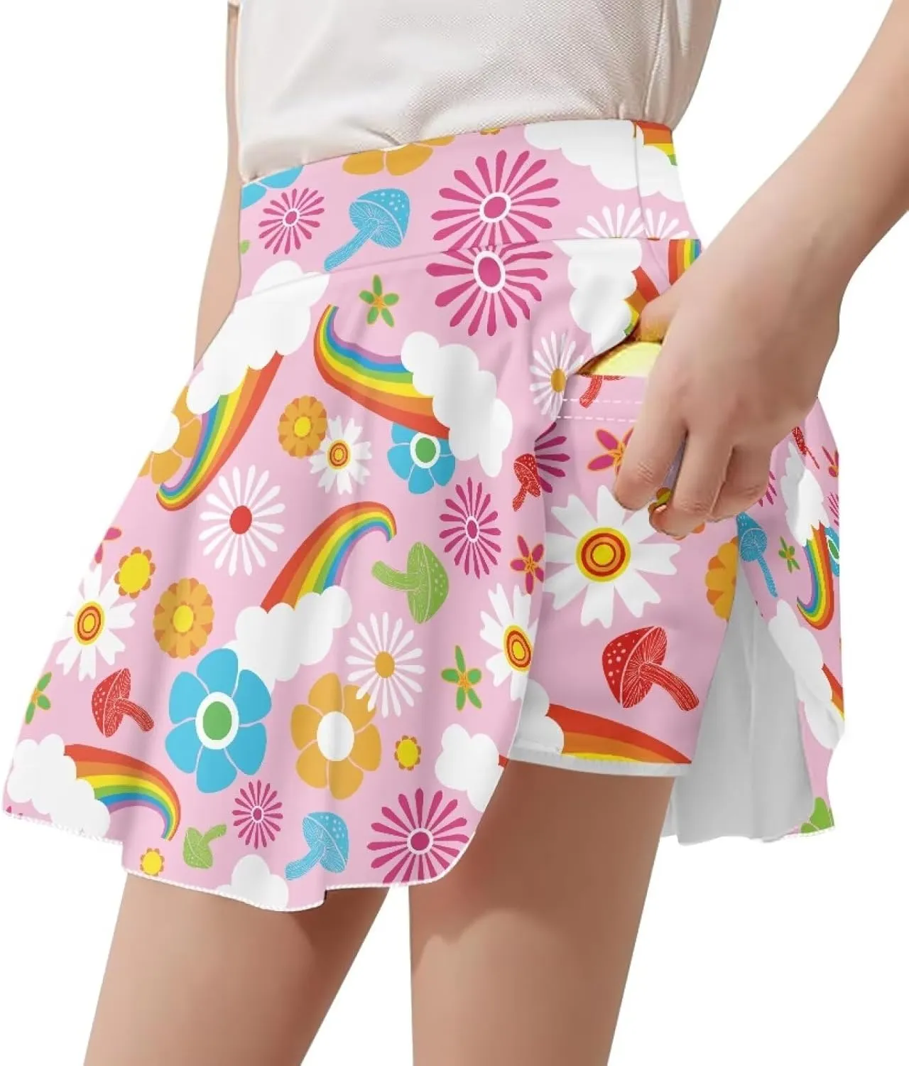 2-in-1 Tennis Skirts for Girls with Pockets Kids Built in Shorts Athletic Skorts Size 5-14