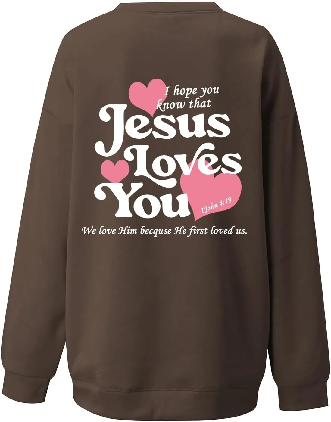 2024 Oversized Hoodie For Women Jesus Loves You Y2K Sweatshirts Casual Shape Print Long Sleeve Drawstring Tops