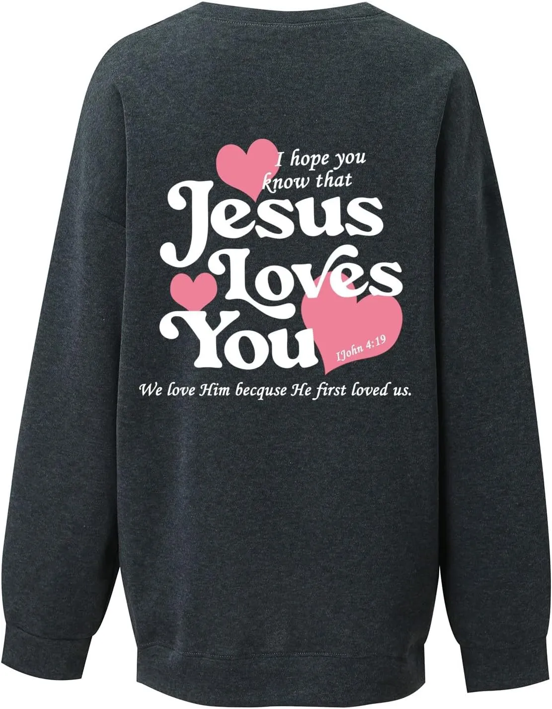 2024 Oversized Hoodie For Women Jesus Loves You Y2K Sweatshirts Casual Shape Print Long Sleeve Drawstring Tops