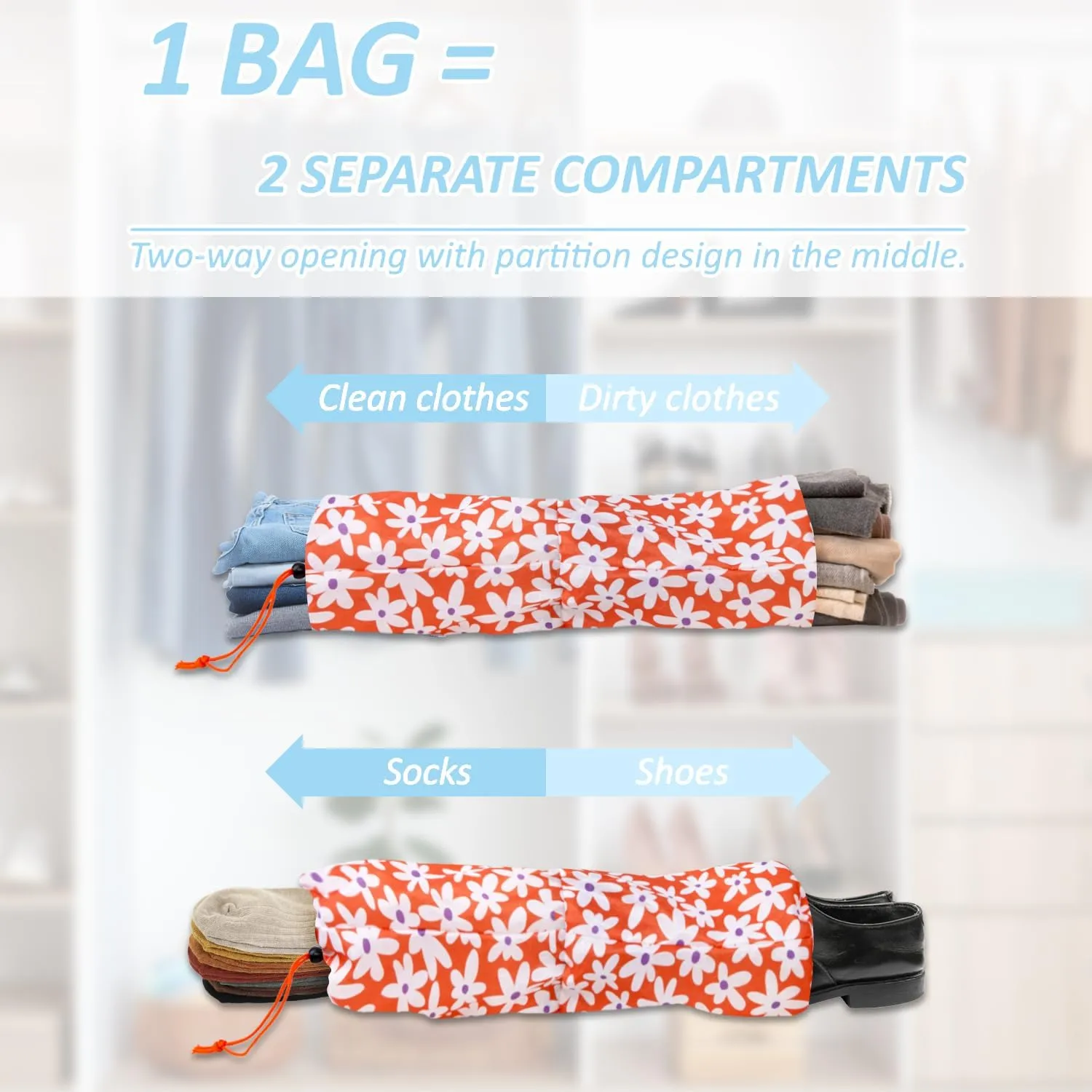 7 Piece Daisy Flower Compression Packing Cube Bundle - Slim Design Travel Organizers with Transparent Toiletry Bag - Multi-Size Luggage Organizer Essentials