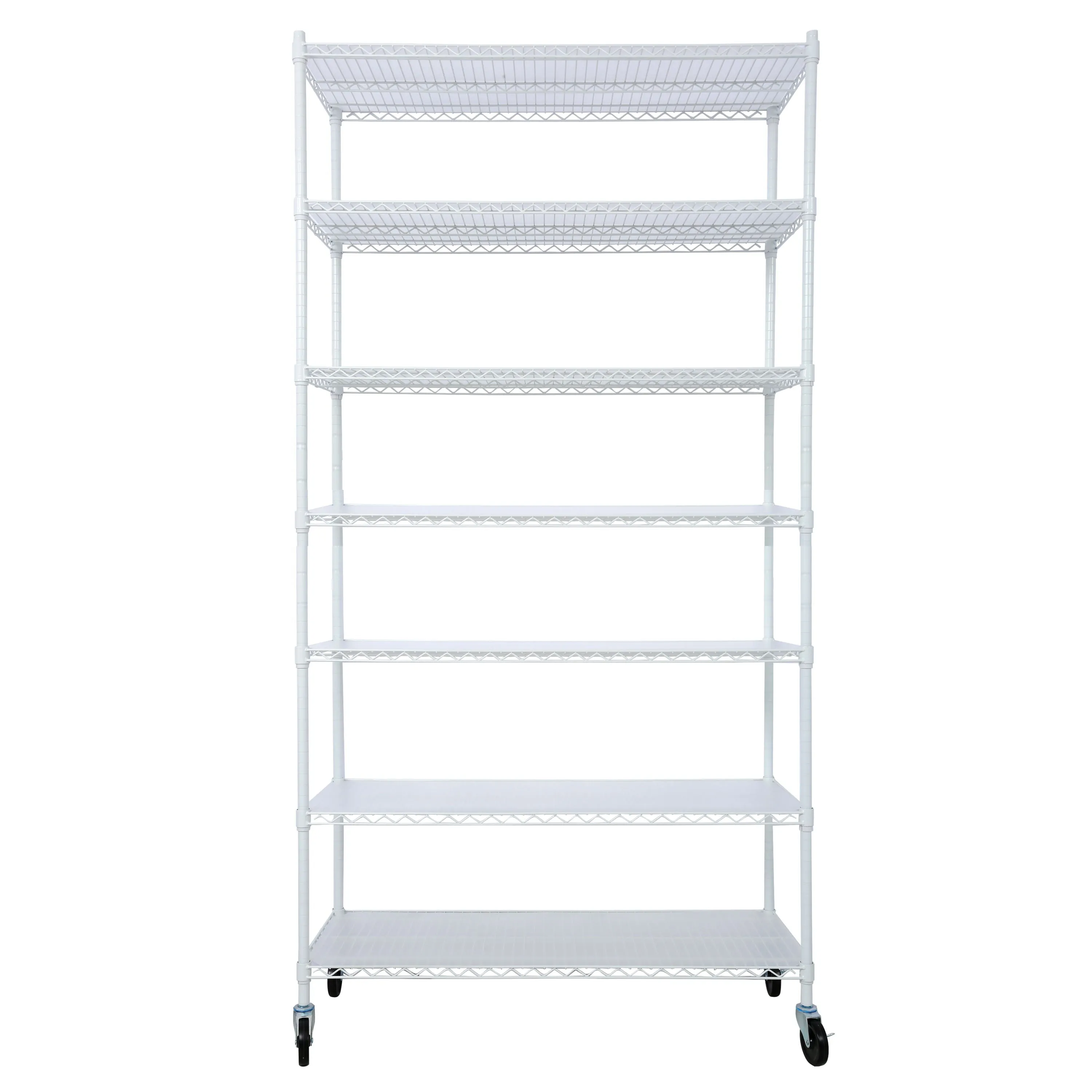 7 Tier Metal Shelf Wire Shelving Unit, 2450Lbs Heavy Duty Adjustable Storage Rack With Wheels & Shelf Liners For Closet Kitchen Garage Basement Commercial Shelving by Couch.com