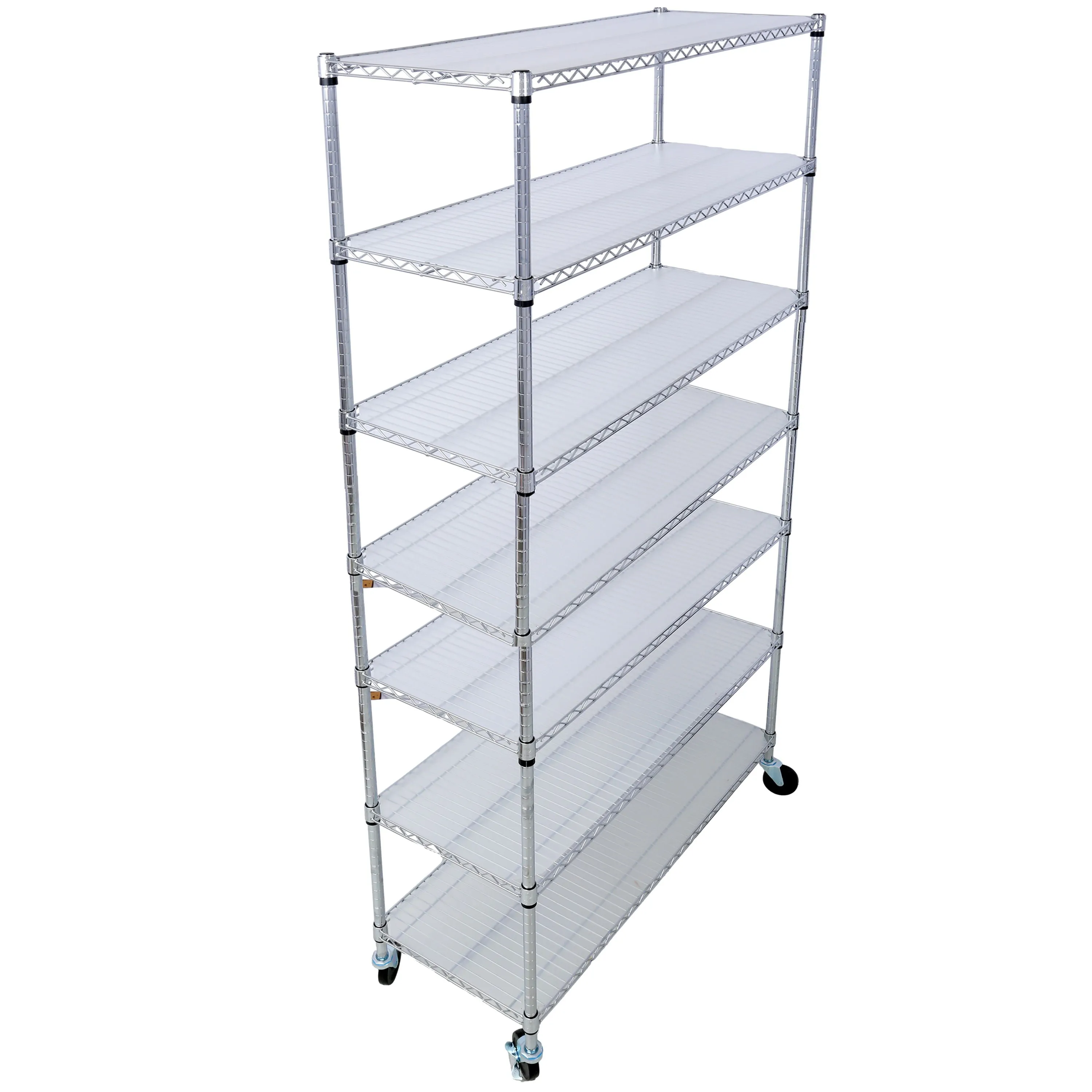 7 Tier Metal Shelf Wire Shelving Unit, 2450Lbs Heavy Duty Adjustable Storage Rack With Wheels & Shelf Liners For Closet Kitchen Garage Basement Commercial Shelving by Couch.com
