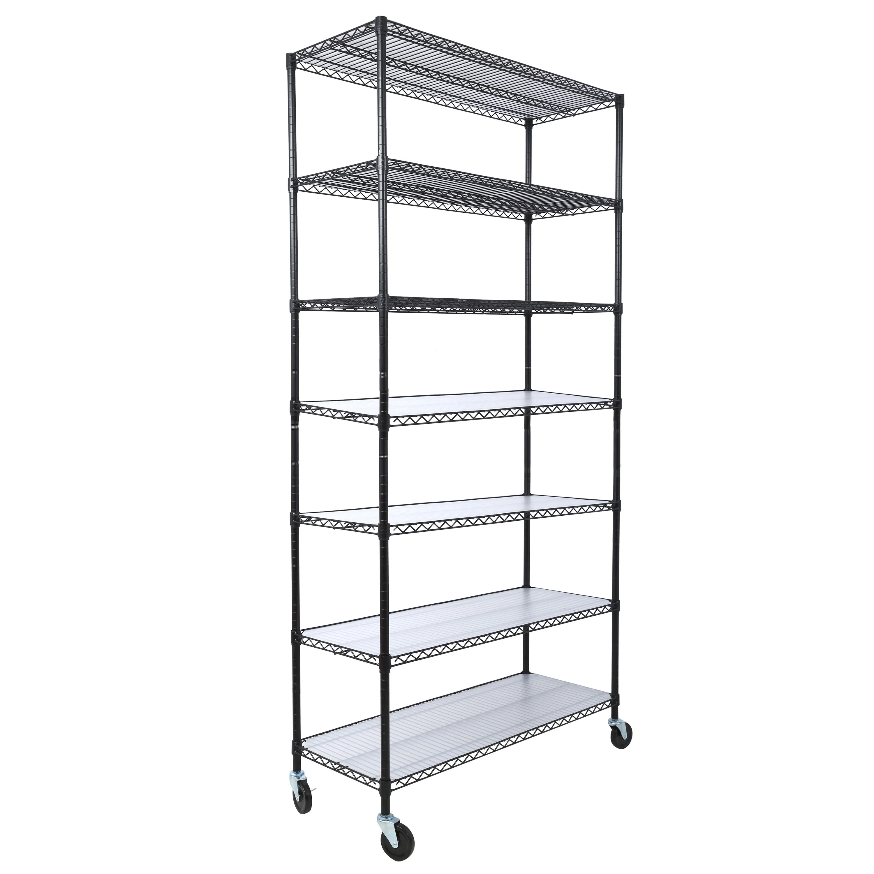 7 Tier Metal Shelf Wire Shelving Unit, 2450Lbs Heavy Duty Adjustable Storage Rack With Wheels & Shelf Liners For Closet Kitchen Garage Basement Commercial Shelving by Couch.com