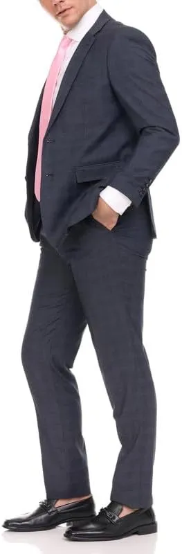 Adam Baker Men's Single Breasted Ultra Slim Fit 2-Piece (Jacket, Trousers) Suit Set