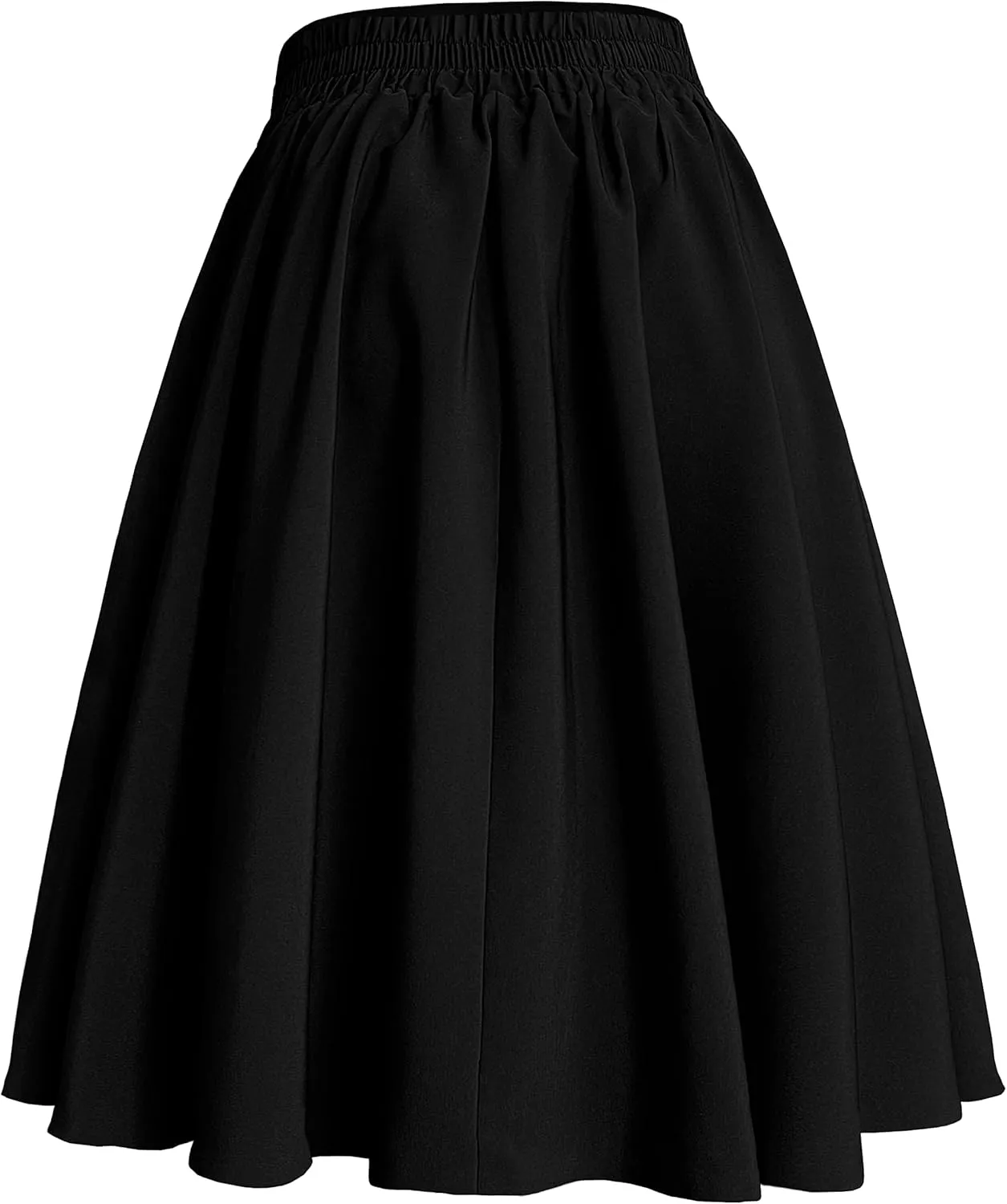 Afibi Womens Vintage High Waist A-Line Skater Skirt Flared Midi Skirt with Pockets