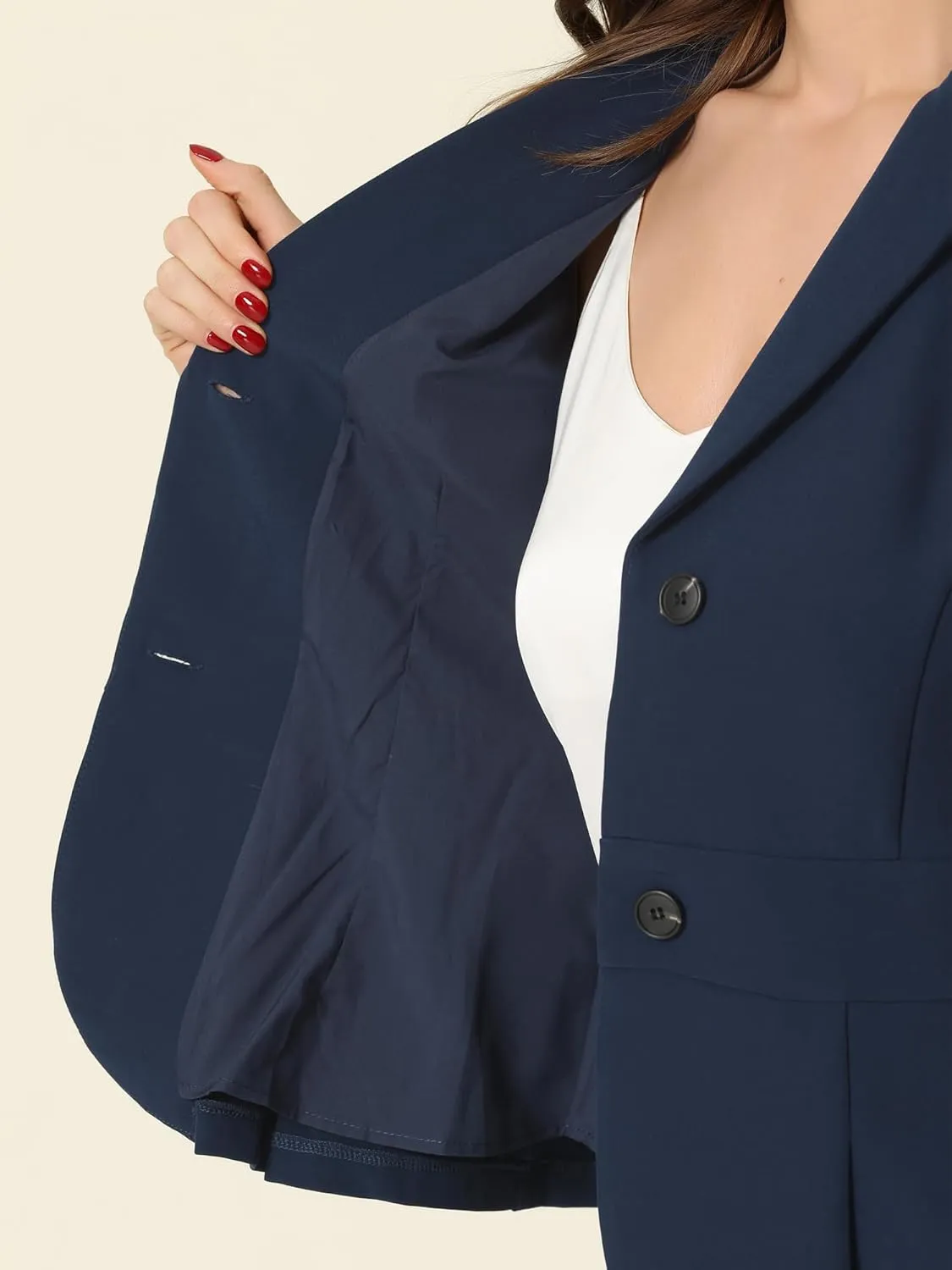 Allegra K Skirt Suit Sets for Women's 2 Piece Formal Office Notched Lapel Peplum Jacket Blazer Pencil Skirts Set
