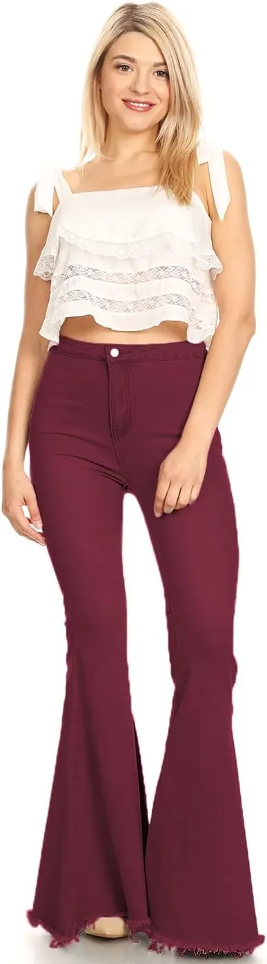 Anna-Kaci Women's Fashion High Waist Long Denim Bell Bottom Jeans Flared Pants