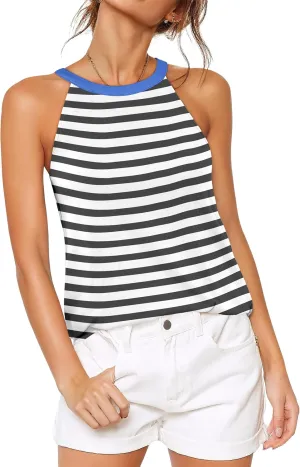 ANRABESS Halter Tops for Women Sleeveless Crew Neck Basic Camisole Tank Top 2025 Casual Summer Beach Outfits