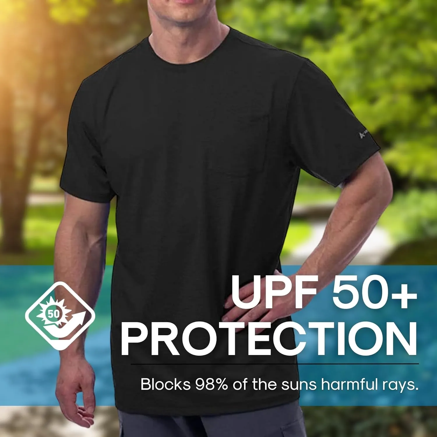Arctic Cool Mens Crew Neck Instant Cooling Pocket Workwear Moisture Wicking Performance UPF 50  Short Sleeve Shirt