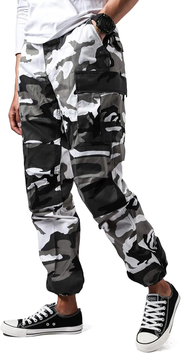 BACKBONE Mens Casual Camouflage Cargo Pants Army Military BDU Pants