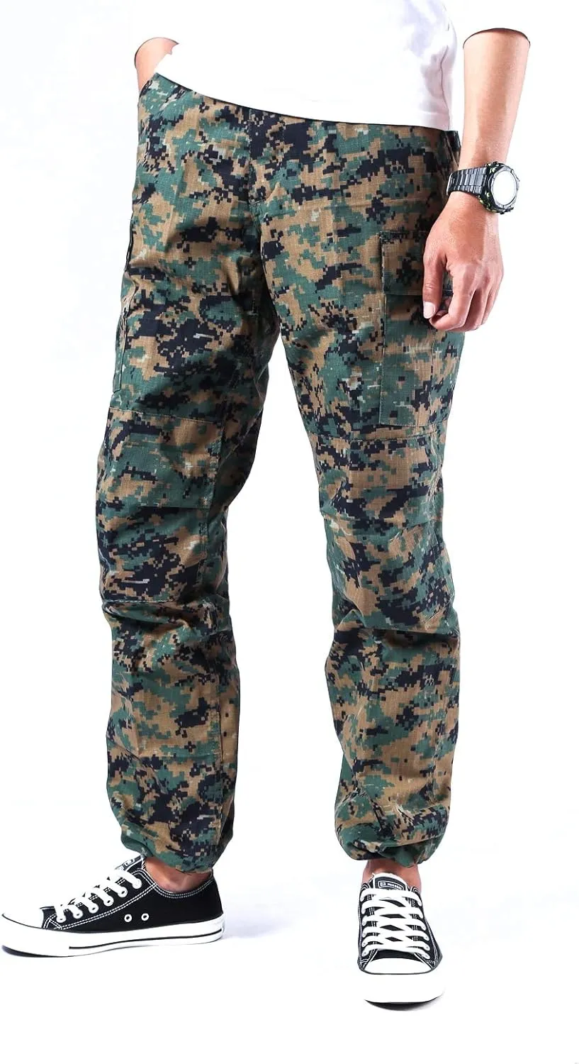 BACKBONE Mens Casual Camouflage Cargo Pants Army Military BDU Pants