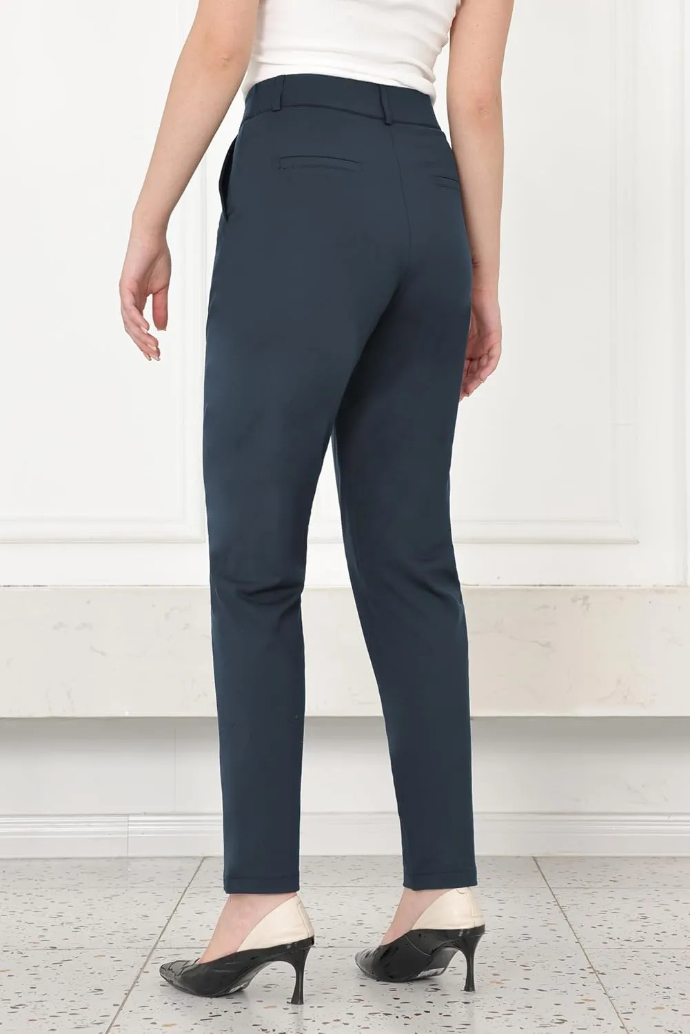 Bamans Dress Pants for Women High Waisted Skinny Leg Pants Work Business Trousers Formal Office Tummy Control Slacks