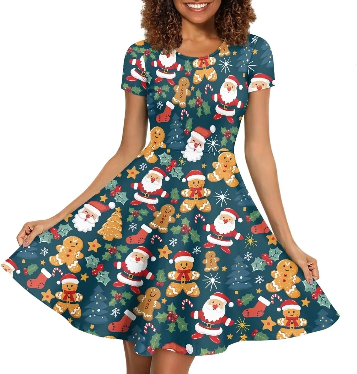 Belidome Women Dresses Sundresses Midi Length Swing Summer Casual Beach Dress A-line Short Sleeve Plus Size