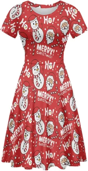 Belidome Women Dresses Sundresses Midi Length Swing Summer Casual Beach Dress A-line Short Sleeve Plus Size