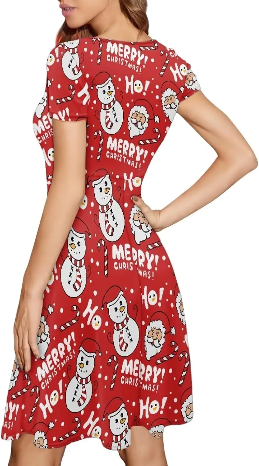 Belidome Women Dresses Sundresses Midi Length Swing Summer Casual Beach Dress A-line Short Sleeve Plus Size