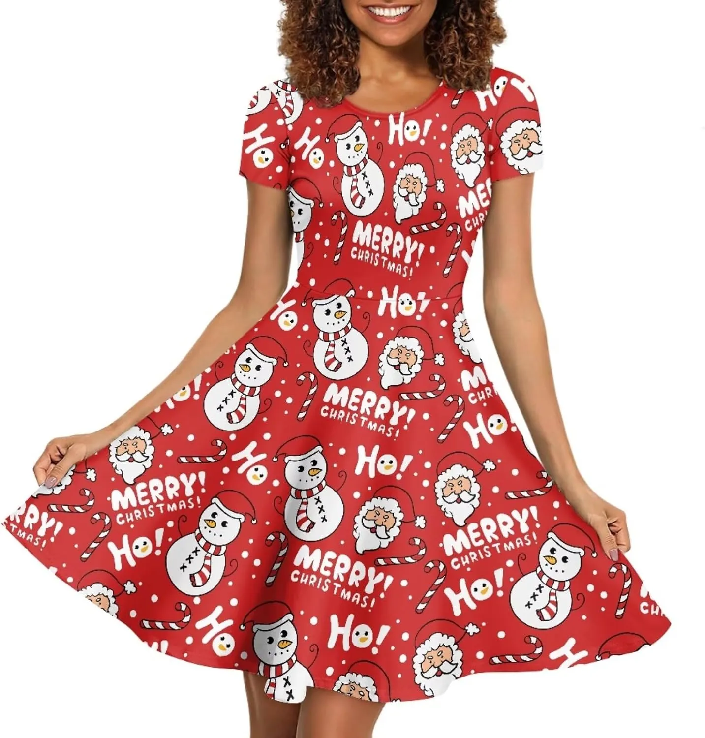 Belidome Women Dresses Sundresses Midi Length Swing Summer Casual Beach Dress A-line Short Sleeve Plus Size