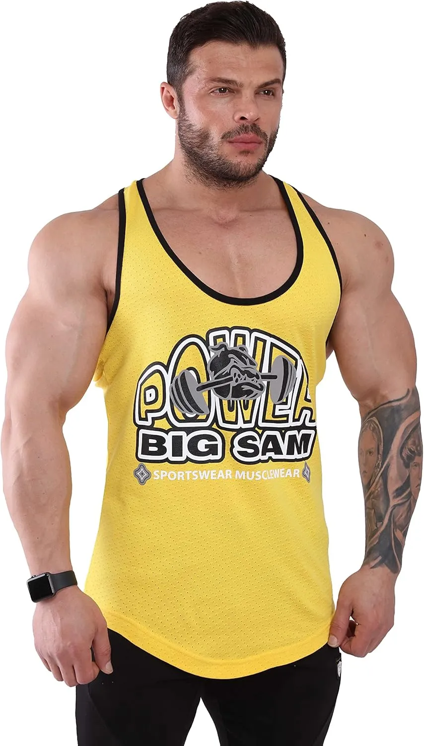 BIG SAM SPORTSWEAR COMPANY Men's Gym Tank Top Bodybuilding, Fitness Workout Y-Back Sleeveless Muscle Cotton T-Shirt