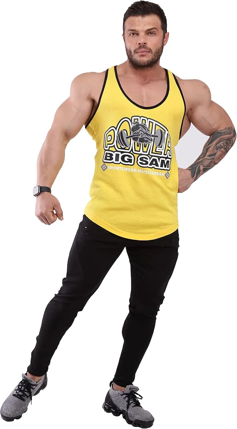 BIG SAM SPORTSWEAR COMPANY Men's Gym Tank Top Bodybuilding, Fitness Workout Y-Back Sleeveless Muscle Cotton T-Shirt