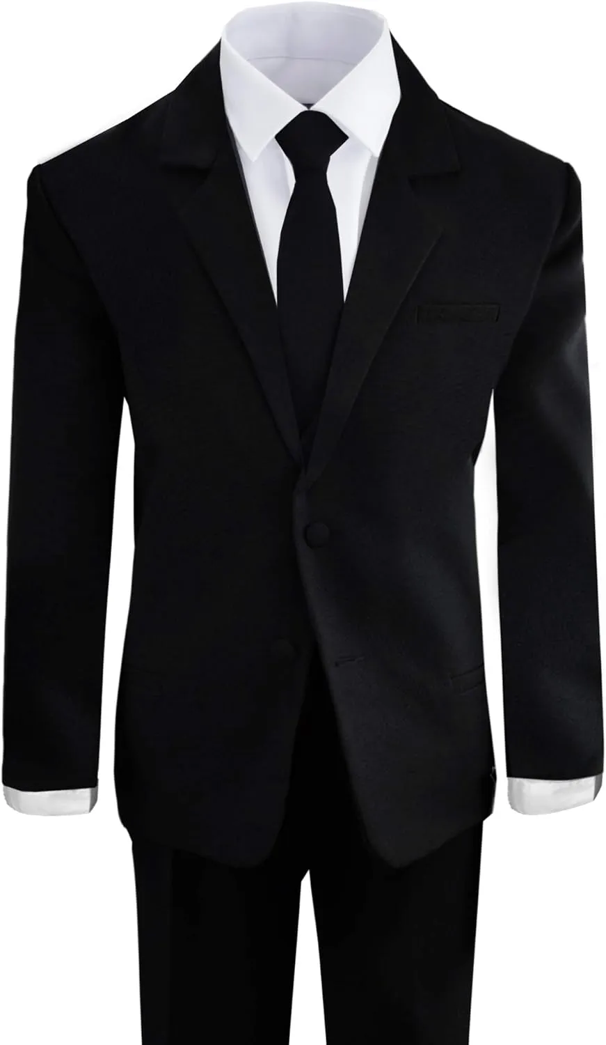 Black n Bianco Boys' Formal Black Suit with Shirt and Vest