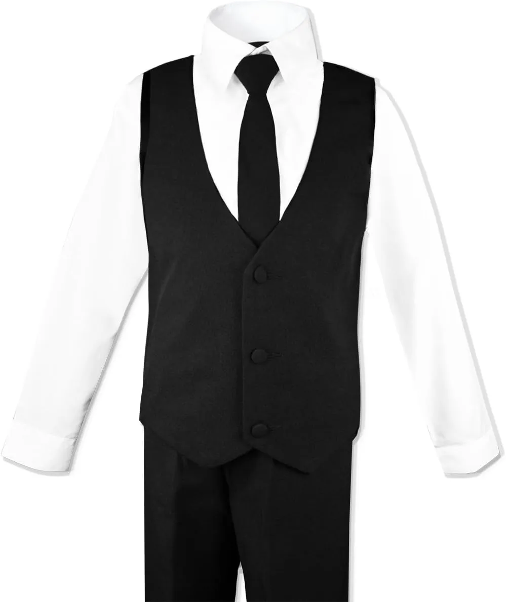 Black n Bianco Boys' Formal Black Suit with Shirt and Vest
