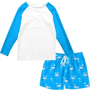 Boys Long Sleeve Rash Guard Swimsuit Kids 2-Pieces Bathing Suits Set