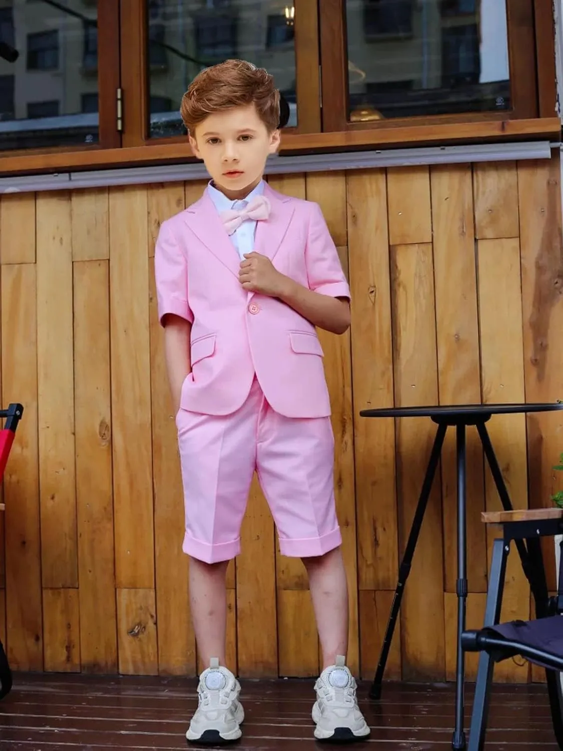 Boys Suit Short Set 2 PC Summer Casual Tuxedo Suit Slim Fit Toddler Boys Wedding Tuxedos Kids Party Blazer Pants