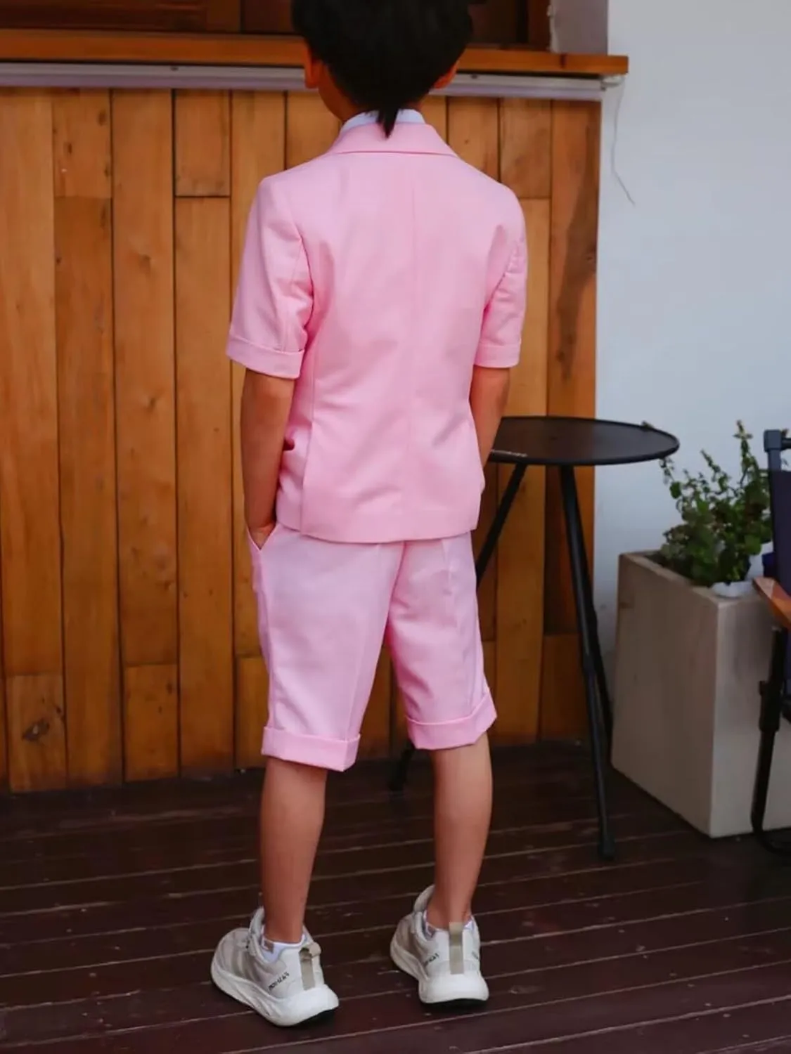 Boys Suit Short Set 2 PC Summer Casual Tuxedo Suit Slim Fit Toddler Boys Wedding Tuxedos Kids Party Blazer Pants
