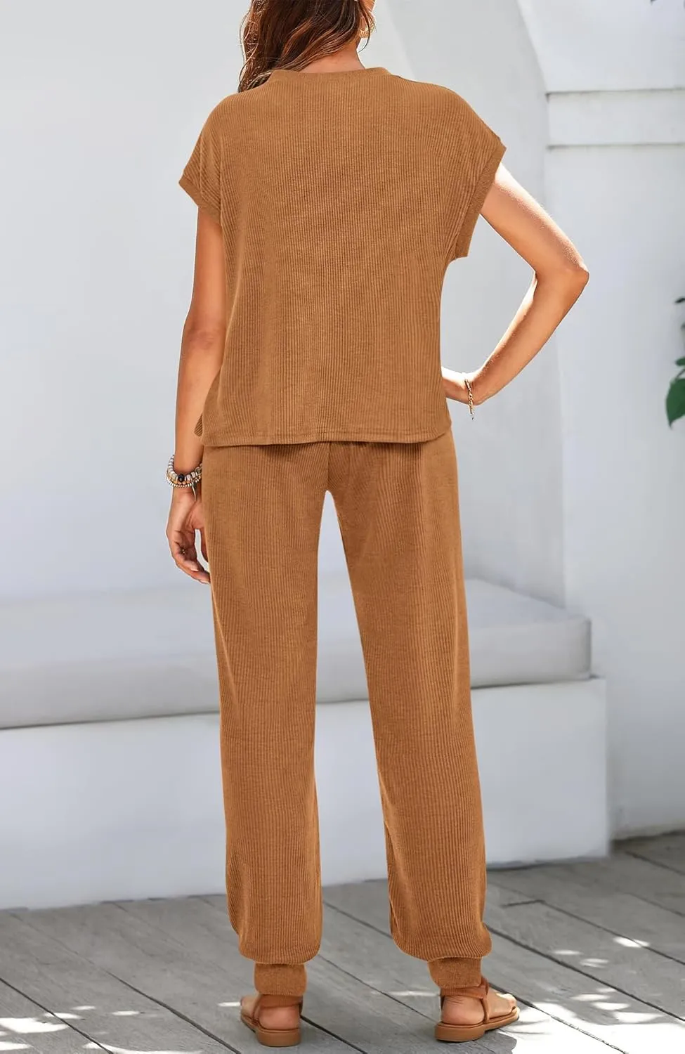BTFBM Women's Two Piece Tracksuit Short Sleeve Tops Long Pants With Drawstring Outfits Jogger Sets