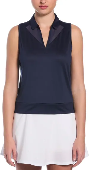Callaway Women's Sleeveless Golf Top with Mesh Inserts, Waist Length, Stretch, Moisture-Wicking, Sun Protection, Eco-Friendly