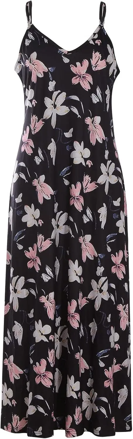 Casual Dresses for Women Boho Summer Sundress 2025 Spaghetti Strap V Neck Flowy Maxi Dresses Flower Print Dress