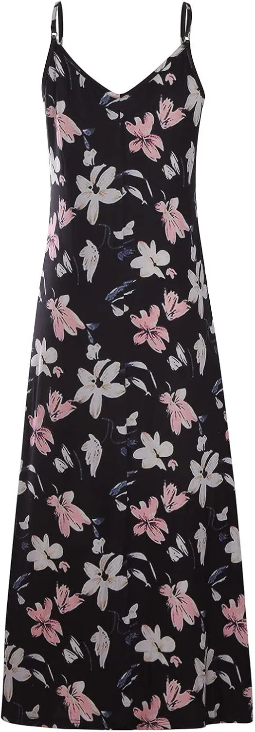 Casual Dresses for Women Boho Summer Sundress 2025 Spaghetti Strap V Neck Flowy Maxi Dresses Flower Print Dress