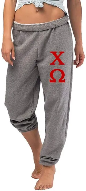 Chi Omega Oversized Boyfriend Sweatpants - CHI O Sorority Joggers - XO Sweats Lounge Pants