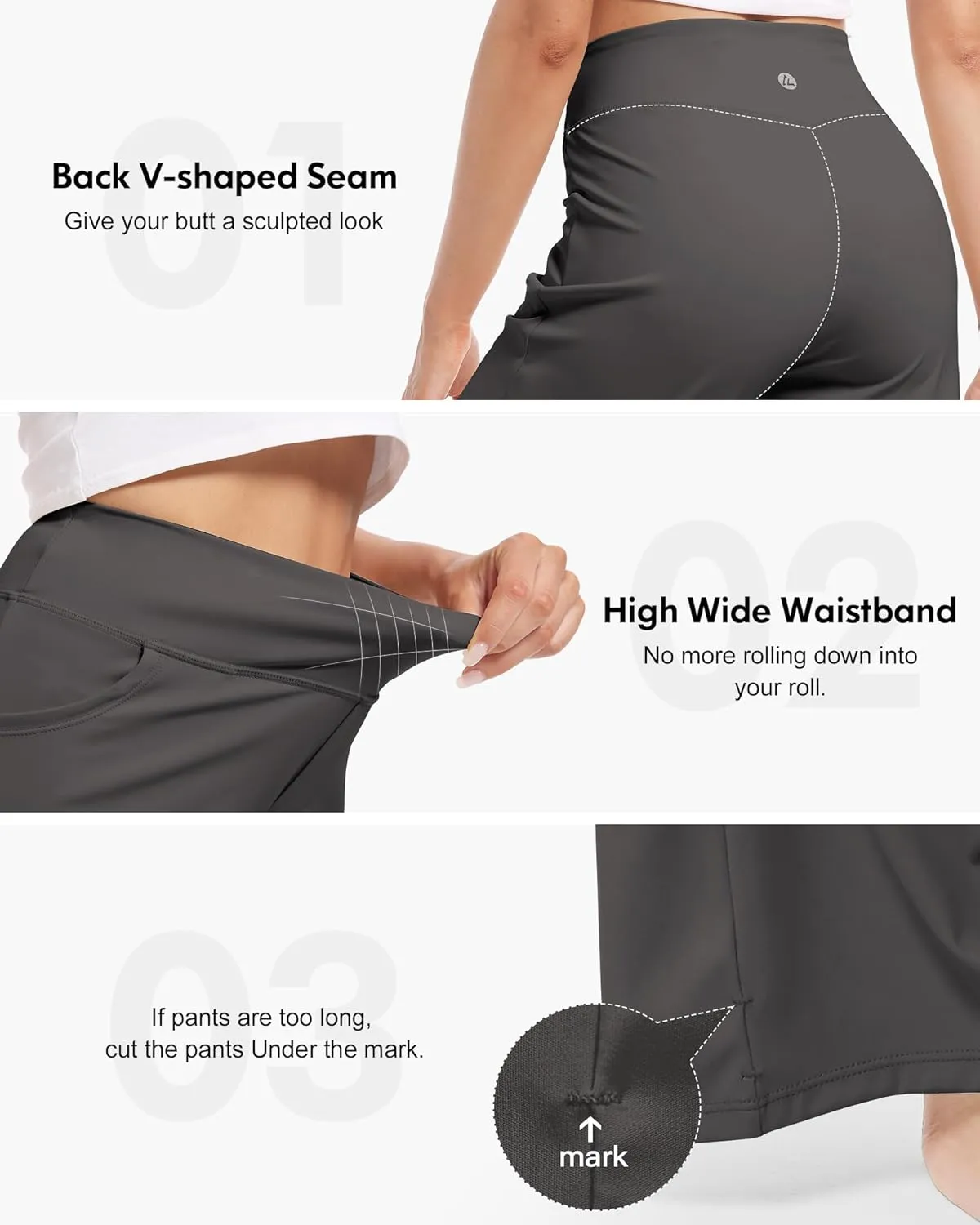 CL convallaria Womens Wide Leg Trouser Yoga Pants with Pockets High Waist Stretchy Work Casual Pant Petite Regular