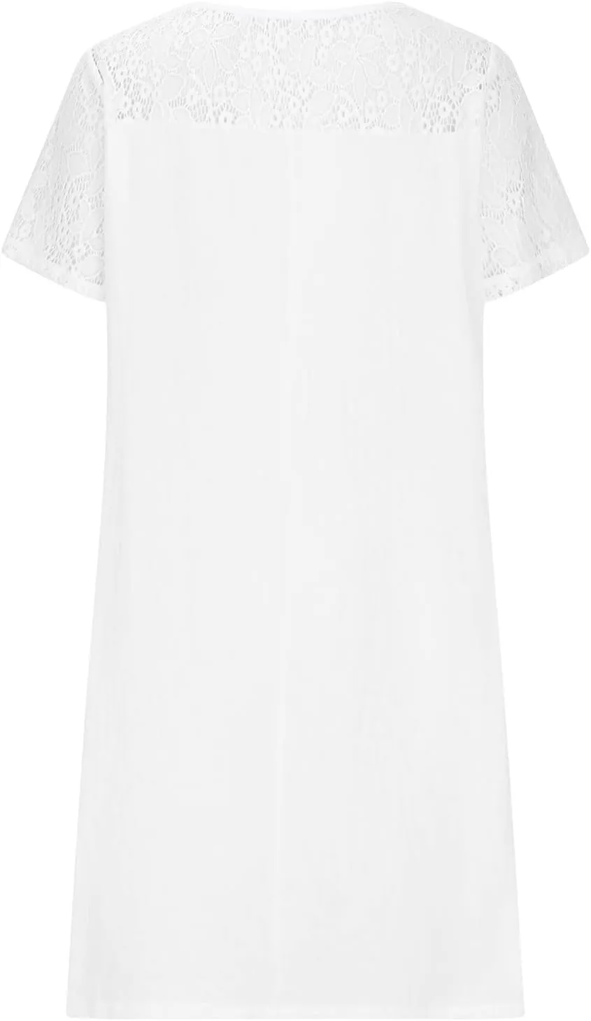 Cotton Linen Summer Dresses for Women 2023 Casual Knee Length Dress Lace Short Sleeve Solid Dresses Fashion Sundress