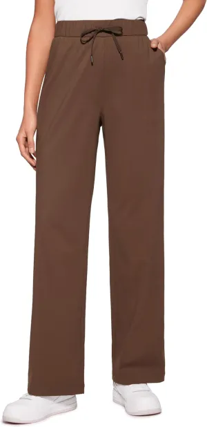 CRZ YOGA 4-Way Stretch Casual Pants for Womens 30.5" Straight Wide Leg Work Pants with Pockets