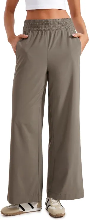 CRZ YOGA Lightweight Wide Leg Pants for Women 30" High Waisted Casual Lounge Travel Work Sweatpants Loose Fit Summer