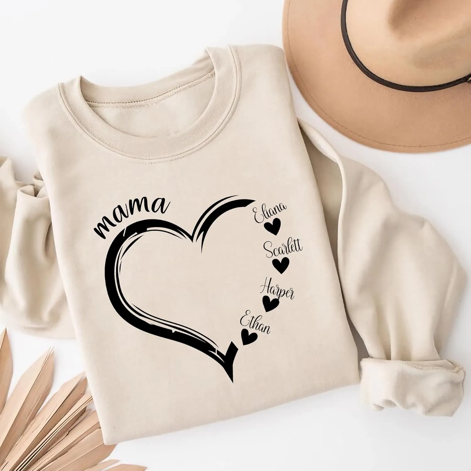 Custom Mama Sweatshirt for Women, Personalized Sweatshirts, Mothers Day Birthday Gifts for Mom From Daughter Son