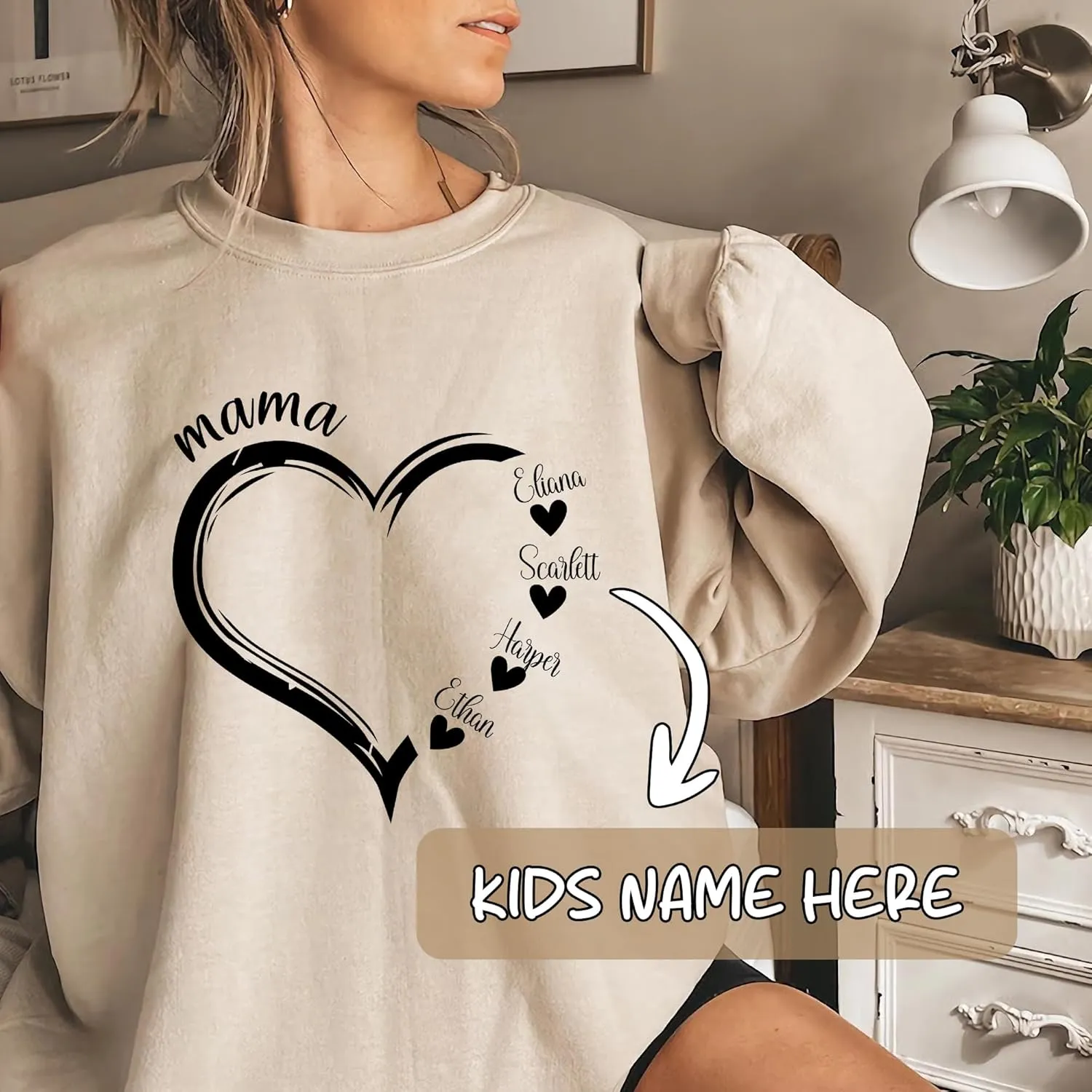 Custom Mama Sweatshirt for Women, Personalized Sweatshirts, Mothers Day Birthday Gifts for Mom From Daughter Son