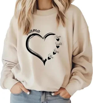 Custom Mama Sweatshirt for Women, Personalized Sweatshirts, Mothers Day Birthday Gifts for Mom From Daughter Son