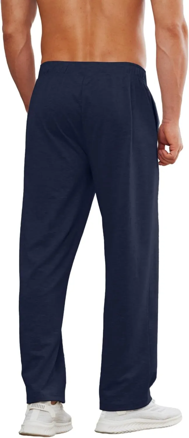 Deyeek Tear Away Pants for Men Full Zipper Legs Sweat Pants Mens Open Bottom Sweatpants Breakaway Cotton Post Surgery Pants