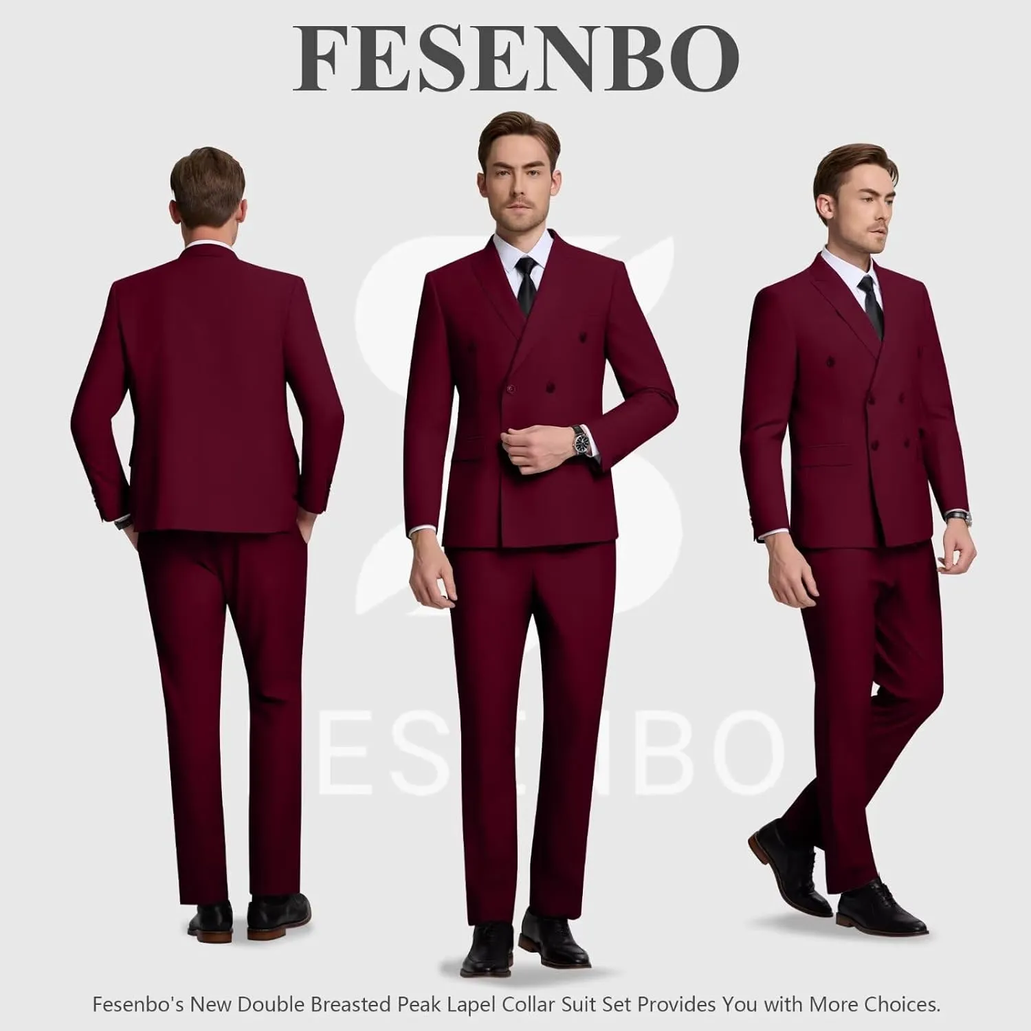 Double Breasted Suit Men Slim Fit 2 Pieces Suit Blazer Pants Formal 2 Button Tuxedo Jacket for Wedding Business Prom