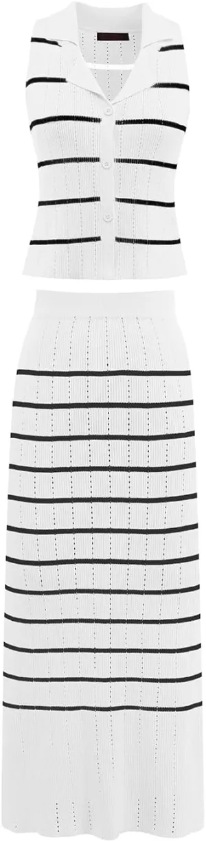 DRESSTELLS Women's 2 Piece Skirt Sets 2025 Summer Outfits Tank Tops and Long Skirts Bodycon Knit Dress Set