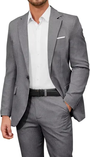 EMERAIDVLN Men's 2 Piece Suits Slim Fit Casual Lightweight Suit Set 2 Button Linen Textured Blazer Suit Jacket Pants Set