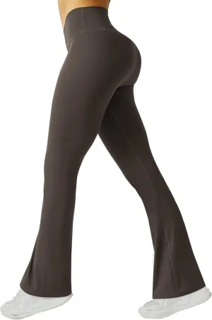 FireSwan Women's Flare Yoga Pants V Waist Flared Leggings High Waisted Bootcut Workout Pants Tummy Control
