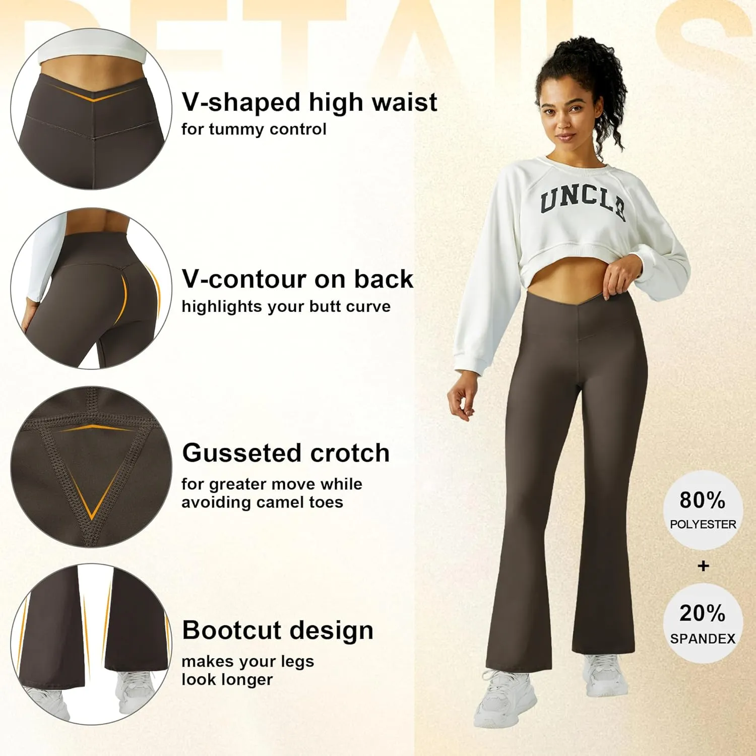 FireSwan Women's Flare Yoga Pants V Waist Flared Leggings High Waisted Bootcut Workout Pants Tummy Control