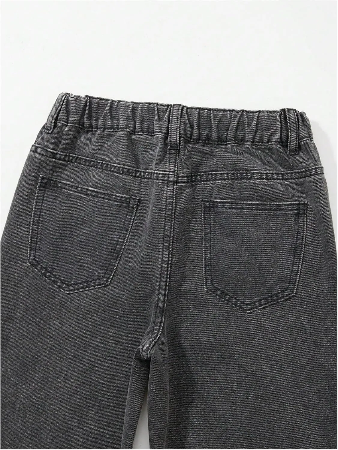 Floerns Girl's Distressed Ripped Denim Pants Elastic Waist Wide Leg Jeans with Pocket