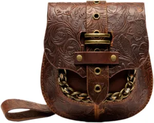 Gothic Fanny Pack PU Leather Satchel Cross Body Bag Halloween Decor Sling Purse