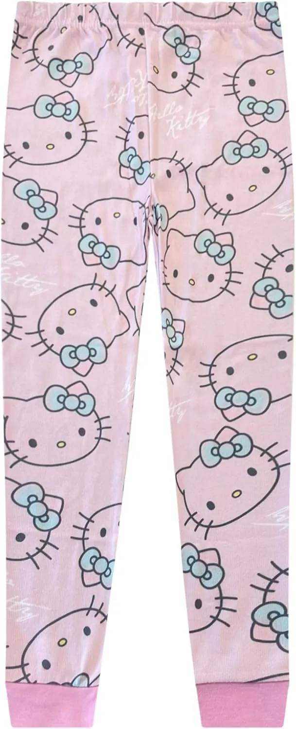 Hello Kitty 4 Piece Pajama Set - Toddler Girls PJ Set with Long Sleeve Shirt & Pants - Kids Sleepwear Set - Official License