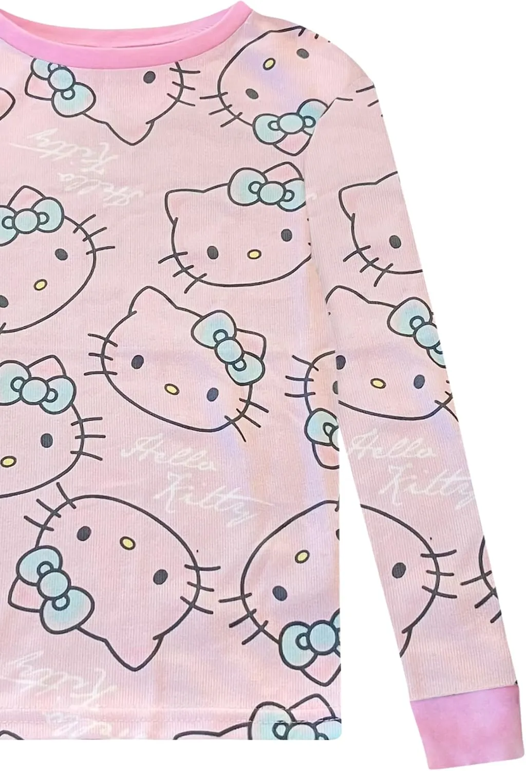 Hello Kitty 4 Piece Pajama Set - Toddler Girls PJ Set with Long Sleeve Shirt & Pants - Kids Sleepwear Set - Official License